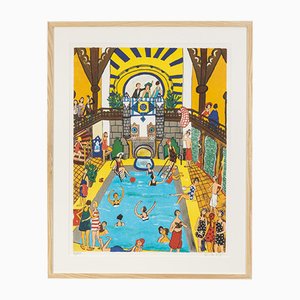 Piscine, Lithographie Couleur