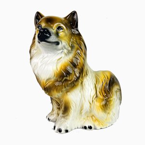 Escultura de perro vintage de cerámica esmaltada, años 60