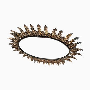 Oval Oak Leaf Sun Mirror, 1950s