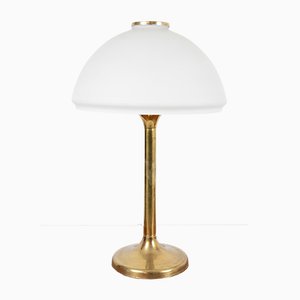 Large Art Deco Table Lamp in Copper & Glass
