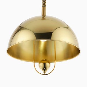 Lampada a sospensione vintage in ottone lucidato di Florian Schulz, anni '70