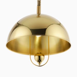 Vintage Pendant Lamp in Polished Brass by Florian Schulz, 1970s
