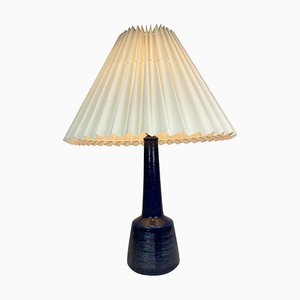 Ceramic Table Lamp with Dark Blue Glaze by Palshus and Le Klint, 1970s