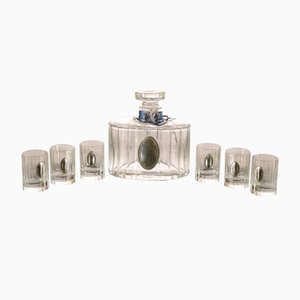 Liqueur Set with Crystal Bottle and Glasses in Silver Plating by Pierre Cardin, France, 1990s