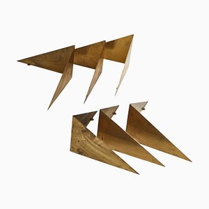 Scandinavian Modern Butterfly Shelves in Brass by Poul Cadovius, 1958, Set of 6