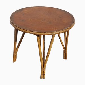 Table Basse Ronde Mid-Century en Bambou, France