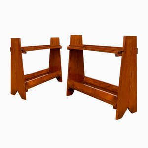 Tavolini Mid-Century in stile Reconstruction in quercia, set di 2