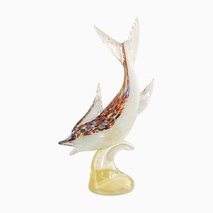 Single Piece Sculpture Fish on a Murano Glass Base, 1990s