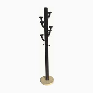 Modernist Travertine and Wood Coat Rack by Ettore Sottsass