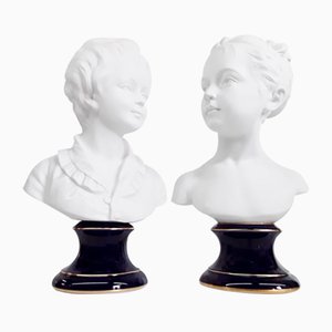 Ceramic Busts by Camille Tharaud for Limoges France, Set of 2