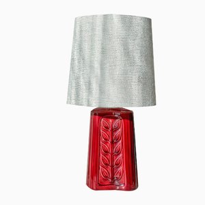 Red Stoneware Table Lamp by Gunnar Nylund for Rörstrand, 1960s