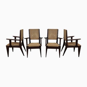 Chaises en Acajou, 1950s, Set de 4