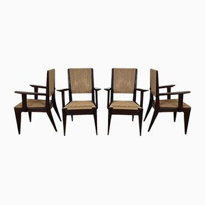 Mahogany Chairs, 1950s, Set of 4