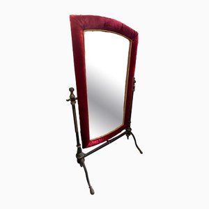 Large Floor Mirror with Velvet Frame