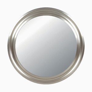 Nickel Plated Brass and Black Metal Narcisso Mirror by Sergio Mazza for Artemide, 1970s