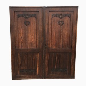 Oak Wardrobe Doors, 19th Century, Set of 2