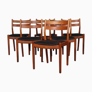 Model J61 Oak and Leather Dining Chairs by Poul Volther for FDB, Set of 6