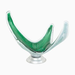 Jarrón de cristal de Murano verde, años 70