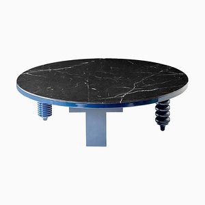 Table Basse Jaime Hayon Ronde Bleue en Marbre Noir par Bd Barcelona