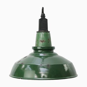 Lampe à Suspension Industrielle Vintage en Émail Vert