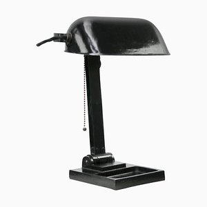 Vintage Industrial Black Enamel Banker Table Desk Light