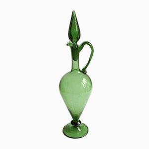 Etruscan Green Glass Amphora or Pitcher, Empoli, 1940s