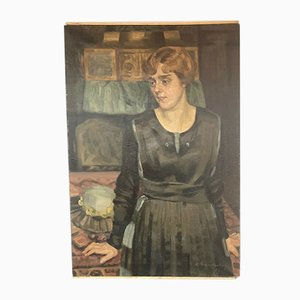 Wilhelm Brandenberg (1889-1975), Portrait of Wife, Düsseldorf School Oil Painting