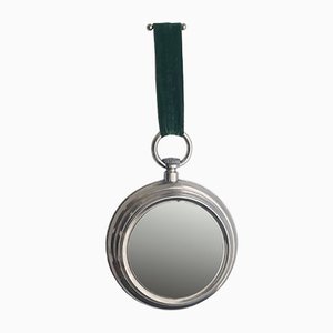Mid-Century Portuguese Silver and Green Brass Wall Hanging Mirror, 1950s