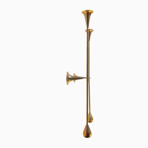 Scandinavian Modern Brass Counterweight Wall Candleholders, Set of 2