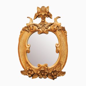 Specchio da parete antico in legno dorato, inizio XIX secolo