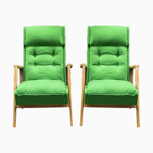 Wood and Fabric Armchairs from Gmc, 1960s, Set of 2
