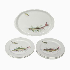 Plats à Poisson et Plateau en Porcelaine, 1960s