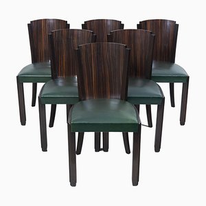 French Art Deco Macassar Dining Chairs, 1930s, Set of 6