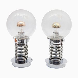 Chrome Spiral Clear Glass Globe Table Lamp, 1970s, Germany