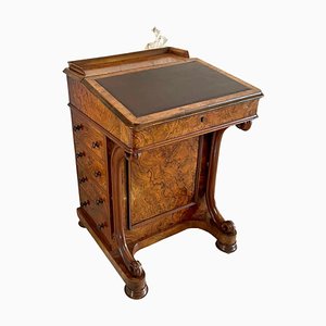 Bureau Davenport Antique en Loupe de Noyer, 19ème Siècle