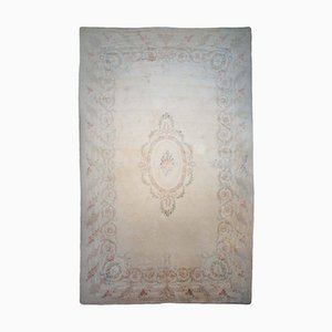 Floral Carpet in Beige with Border and Medallion