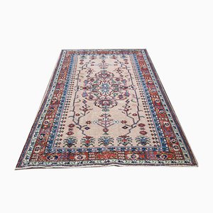 Tappeto Oushak Ikat vintage floreale fatto a mano, Turchia