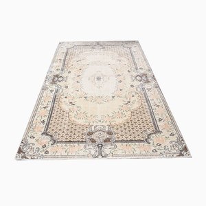 Tapis Oushak Ikat Vintage Floral en Laine Orange