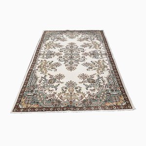 Tapis Oushak Vintage Fait Main en Laine Beige