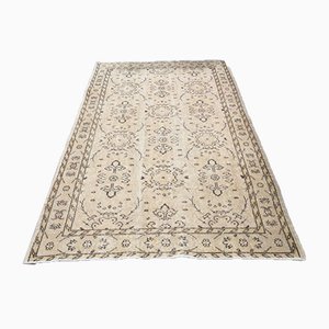 Tappeto Oushak vintage in lana beige, Turchia