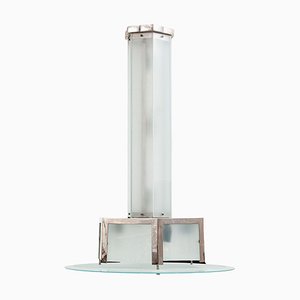 Französischer Art Deco Kronleuchter aus Metall & Glas