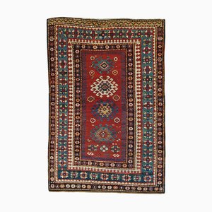 19th-Century Red Rug with Multiple Borders, 1870s