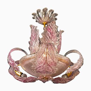 Art Deco Pink Ninfea Murano Glass Chandelier from Barovier, Italy, 1940