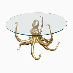 Table de Salle à Manger Octopus Sculpturale en Bronze Doré