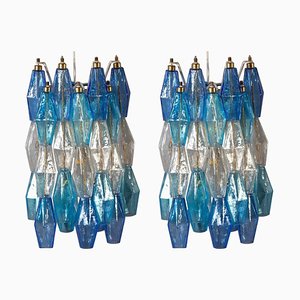 Blue and Light Blue Poliedri Sconces, Set of 2