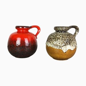 Vases Fat Lava Modèle 484-21 en Poterie de Scheurich, Allemagne, 1970s, Set de 2