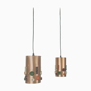 German Copper Hanging Lights, Germany, 1970s, Set of 2