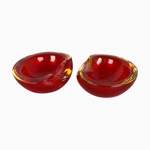 Murano Sommerso Glass Shell Bowls by Cenedese Vetri, 1960s, Set of 2