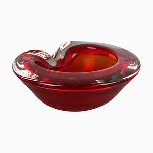 Large Murano Glass Sommerso Bowl Element Shell Ashtray Murano, Italy, 1970s