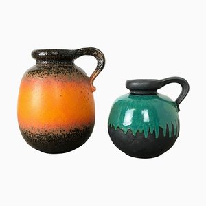 Vases Fat Lava Modèle 484 en Poterie de Scheurich, Allemagne, 1970s, Set de 2